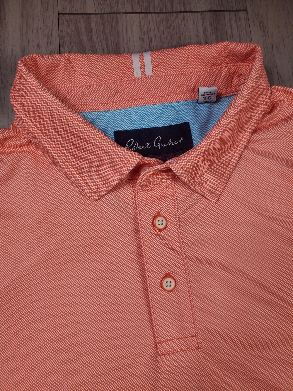 Robert Graham Polo Shirt Mens XL Orange Tailored Fit Golf Performance